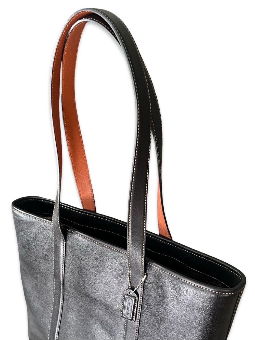 Vintage Coach Hamptons Leather Gallery Tote Bag in Black and Brown - Picture 3 of 11